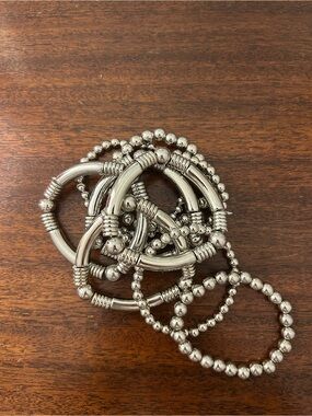 Silver stretch beaded bracelets